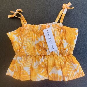 Janie and Jack Toddler Girl's Palm Peplum Top Golden Apricot Palm Size 12-18M